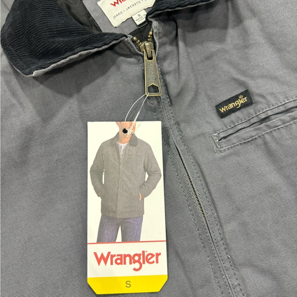 Wrangler Men's Workwear Jacket Quilted Lining Corduroy Collar GREY,Size S/M/L/XL - Picture 5 of 11